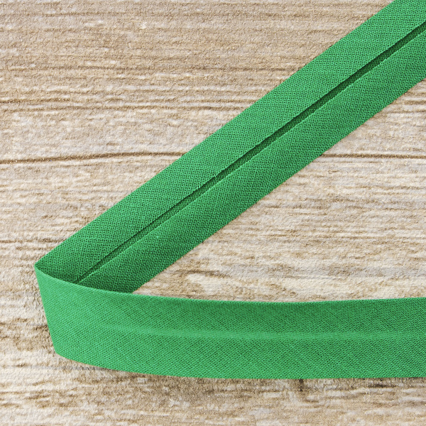 Косая бейка хлопок/полиэстер 20 мм, 25 м, цвет 25, зеленый. Арт 6120-20мм-25            