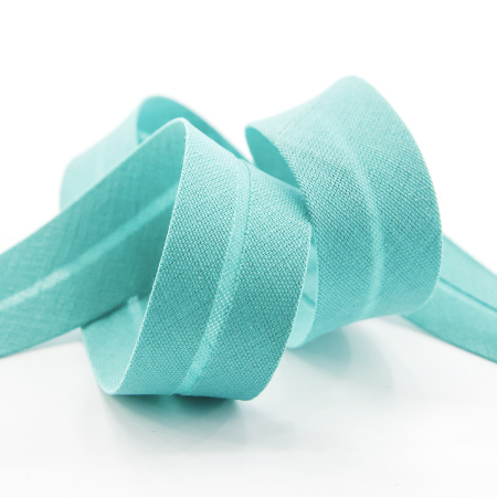 Косая бейка хлопок/полиэстер 20 мм, 25 м, цвет 78, мятный. Арт 6120-20мм-78            