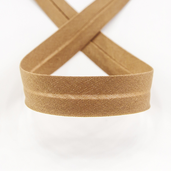 Косая бейка хлопок/полиэстер 20 мм, 25 м, цвет 64, молочный шоколад. Арт 6120-20мм-64            