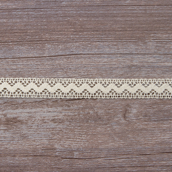 Мерсеризованное хлопковое кружево, 16 мм, цвет сливочный. Арт 2066/02