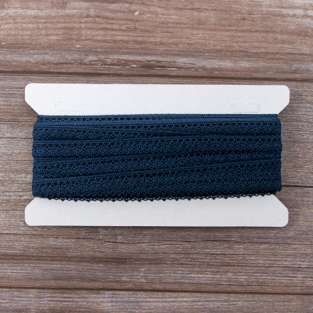 Мерсеризованное хлопковое кружево, 12 мм, цвет серо-синий. Арт 3267/75                 