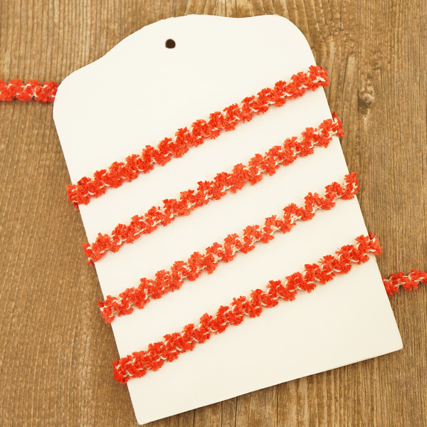 Резинка декоративная "шенилл" 9,2 мм, цвет красный. Арт 1313/128