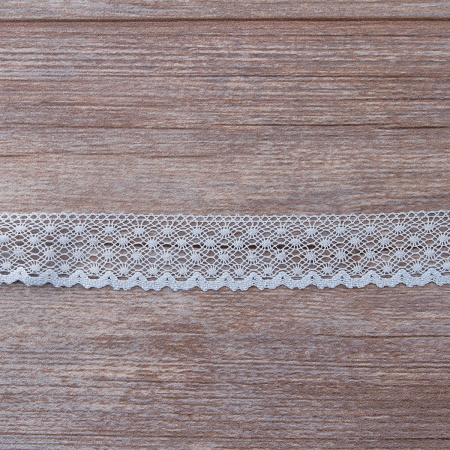 Мерсеризованное хлопковое кружево, 30 мм, цвет светло-голубой. Арт 2021/19