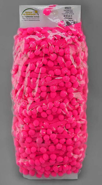 Тесьма с помпонами MATSA цвет ярко-розовый. Арт 96923/2145