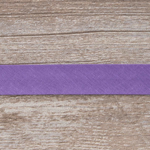 Косая бейка хлопок/полиэстер 20 мм, 25 м, цвет 125, сиреневый темный. Арт 6120-20мм-125           