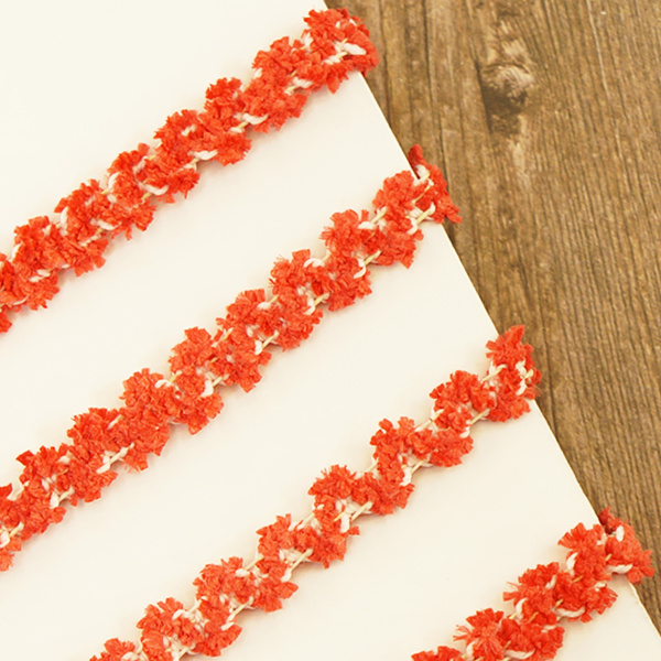 Резинка декоративная "шенилл" 9,2 мм, цвет красный. Арт 1313/128