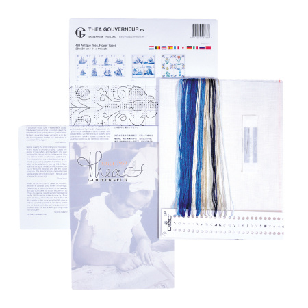 Набор для вышивания "Старинная плитка, цветы в вазе", канва лён 36 ct. Арт 483                     