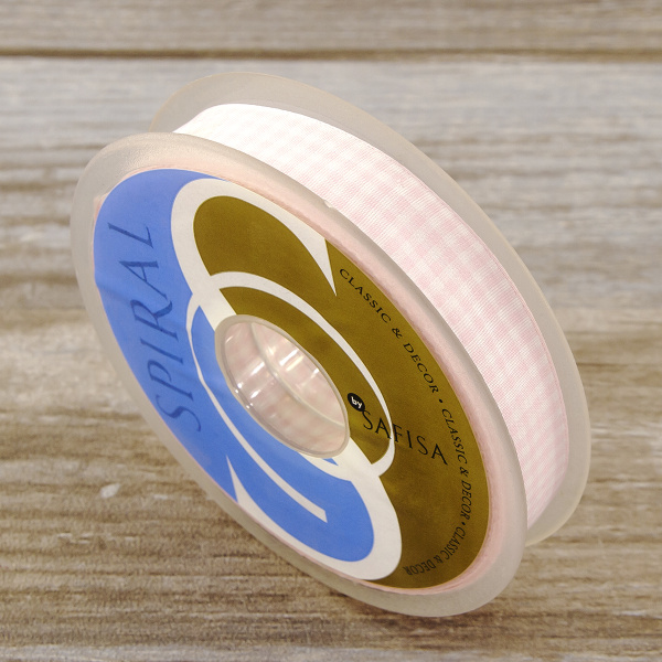 Лента с рисунком клетка SAFISA, 15 мм, 25 м, цвет 05, розовый. Арт 466-15мм-05             