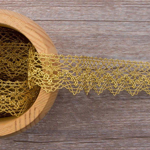 Кружево, 25 мм, цвет золотистый люрекс. Арт 3207/28                 