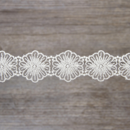 Кружево-вышивка на тюле, 17 мм, 13,5 м. Арт 41689/01