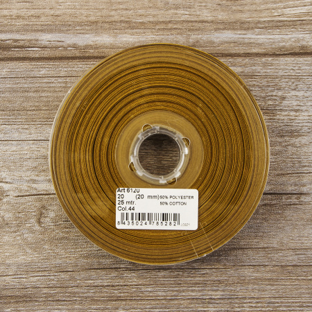 Косая бейка хлопок/полиэстер 20 мм, 25 м, цвет 44, бронзовый. Арт 6120-20мм-44            