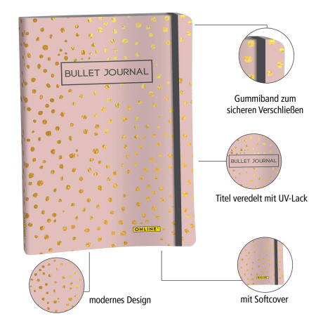 Скетчбук "Bullet Journal" с разметкой, А5, 72 листа. 120г/м2, дизайн обложки "Spotlights Rose". Арт 70042
