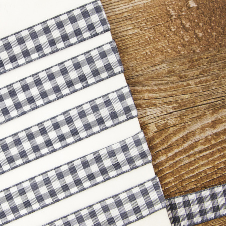 Лента с рисунком клетка SAFISA, 16(18) мм, 25 м, цвет 68, серый. Арт 469-16мм-68             