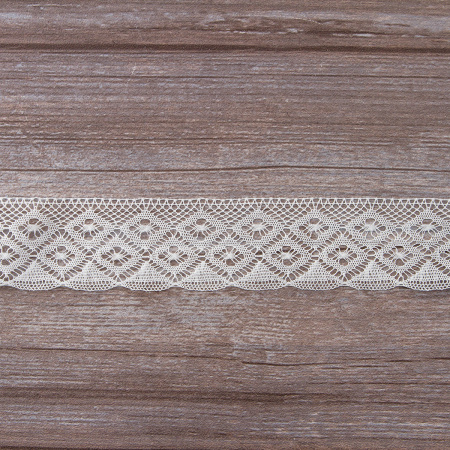 Мерсеризованное хлопковое кружево, 35 мм, цвет белый. Арт 2046/01