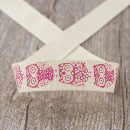 Лента хлопковая на картонной мини-катушке "Совы". Арт VR15.082