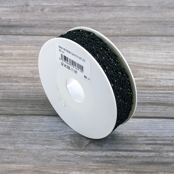 Тесьма PEGA тип отделочная, цвет черный,  8 мм. Арт 844167808DA701          