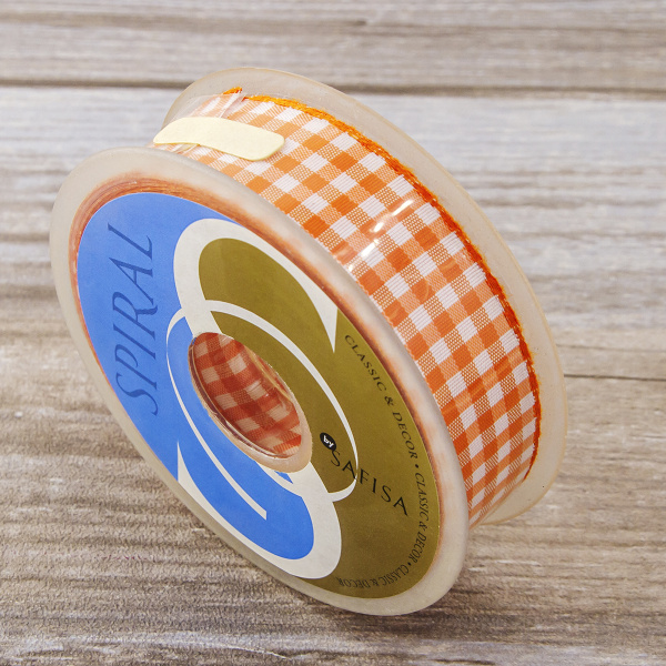 Лента с рисунком клетка SAFISA, 25 мм, 25 м, цвет 61, оранжевый. Арт 469-25мм-61             