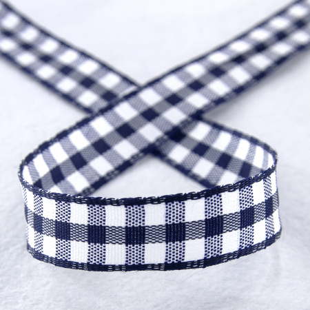 Лента с рисунком клетка SAFISA, 11 мм, 25 м, цвет 15, темно-синий. Арт 469-11мм-15             