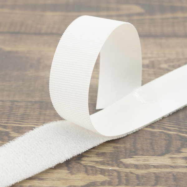 Липучка велюр-петельная пришивная, 2 части, ширина 20 мм, цвет белый, рулон 12 м. Арт N4315/WHIT