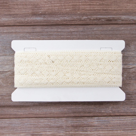 Мерсеризованное хлопковое кружево, 19 мм, шампань. Арт 2117/72