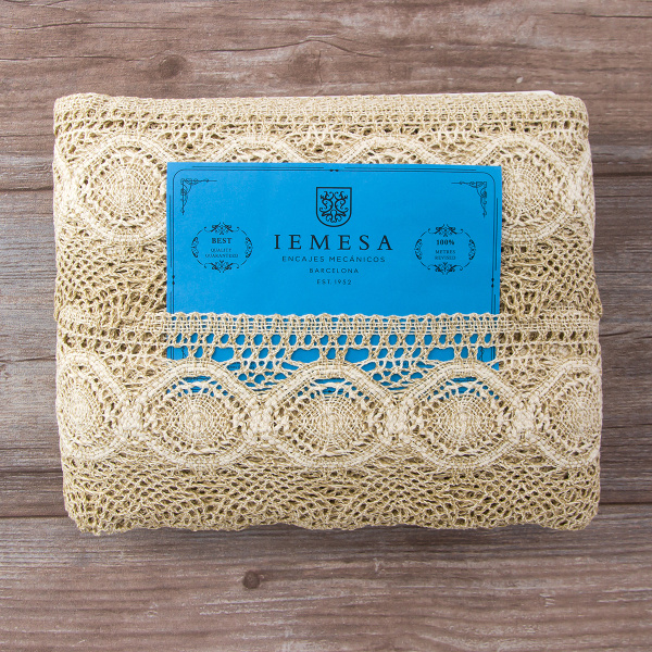 Мерсеризованное хлопковое кружево, 105 мм, цвет небелёный. Арт 1103/L1                 