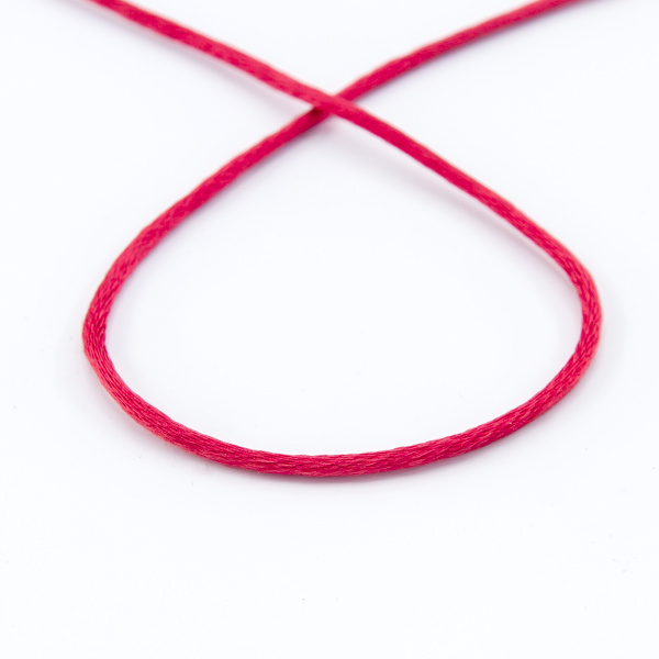 Шнур атласный SAFISA 2 мм, 25 м, цвет 14, красный. Арт 462-14                  