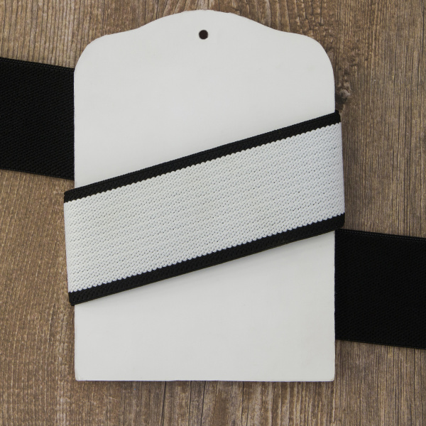 Резинка корсажная, 40 мм, цвет белый с черной окантовкой. Арт 822783740DP001