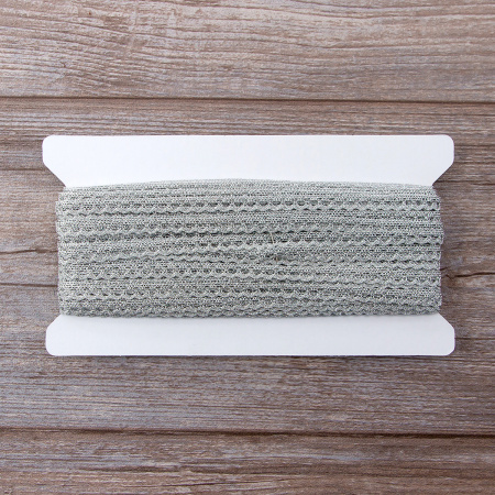 Мерсеризованное хлопковое кружево, 7 мм, цвет серебристый люрекс. Арт 3174/29                 