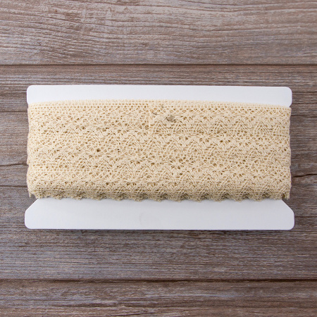 Мерсеризованное хлопковое кружево, 25 мм, цвет сливочный. Арт 3207/02                 