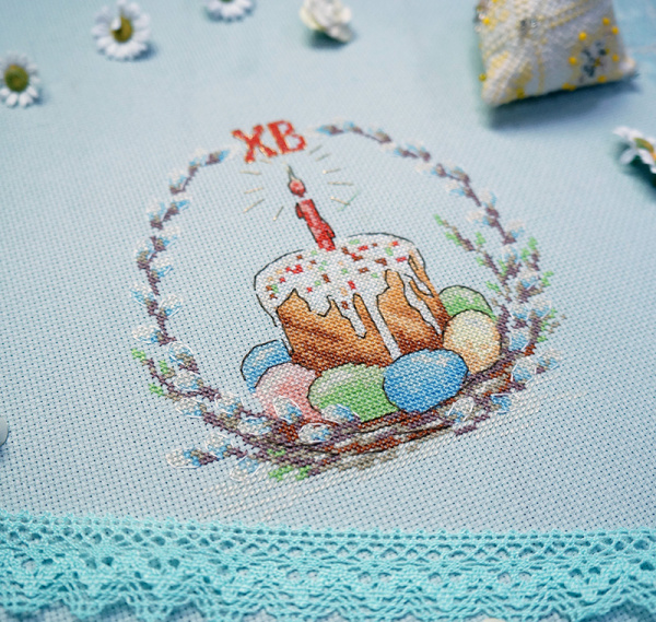 Набор для вышивания "Пасхальный кулич" с пришивной рамкой. Арт 22.002.09