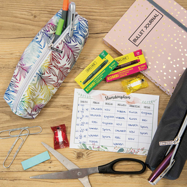 Пенал для ручек "Pencil Case" на молнии, 22 х 7 х 7 см, текстильный, радужный рисунок "Листья". Арт 04001/6