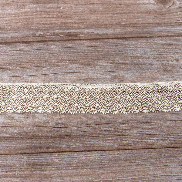Мерсеризованное хлопковое кружево, 35 мм, цвет сливочный с бежевым. Арт 1888/R0