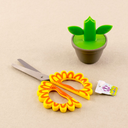 Ножницы "Цветочный горшок", 15 см, цвет желтый. Арт B4833-3