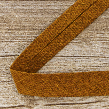 Косая бейка хлопок/полиэстер 20 мм, 25 м, цвет 104, кофейный. Арт 6120-20мм-104           