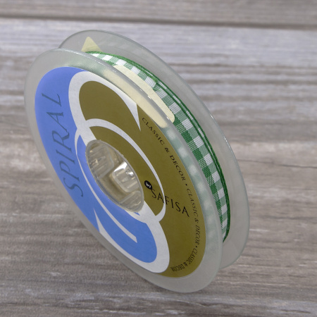 Лента с рисунком клетка SAFISA, 11 мм, 25 м, цвет 25, зеленый. Арт 469-11мм-25             