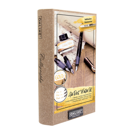 Набор для каллиграфии "Air Best Writer", 6 предметов, корпус ручки черный/серый с розовым золотом. Арт 10061