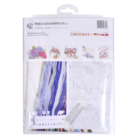 Набор для вышивания "Гортензия-Анемоны", канва лён 32 ct. Арт 3025                    