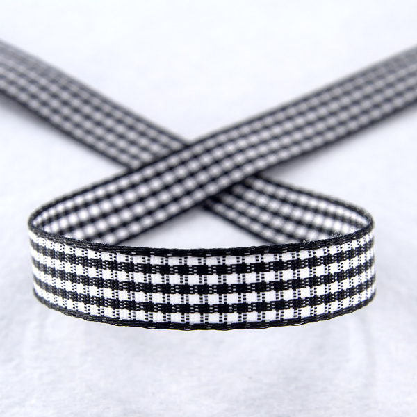 Лента с рисунком клетка SAFISA, 10 мм, 25 м, цвет 01, черный. Арт 466-10мм-01             