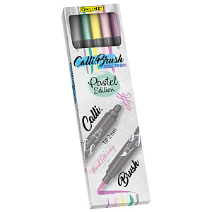 Набор двусторонних маркеров "Calli Brush" для скетчинга, лайнер 2 мм / кисть, пастельные цвета, 5 шт