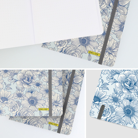 Скетчбук "Bullet Journal" с разметкой, размер А5, 72 листа, 120г/м2, дизайн обложки "Flowers". Арт 18022