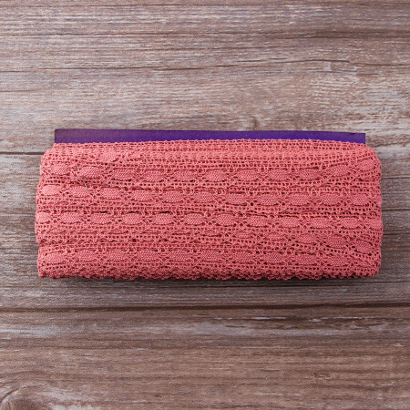 Мерсеризованное хлопковое кружево, 15 мм, цвет серо-розовый. Арт 1798/F3                 