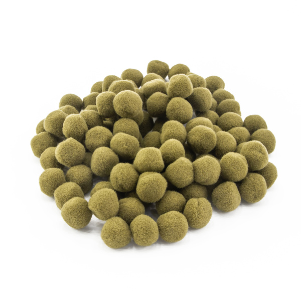 Помпоны декоративные, россыпь, диаметр 20 мм, 100 шт, цвет хаки. Арт P-1- col.606