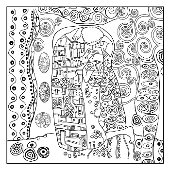 Салфетка рисовая с контуром рисунка Klimt "Il bacio". Арт DFTM15