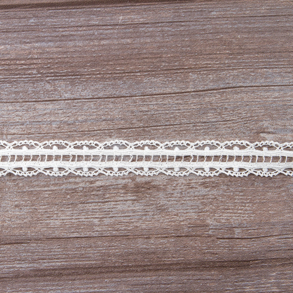 Мерсеризованное хлопковое кружево, 22 мм, белый. Арт 2151/01