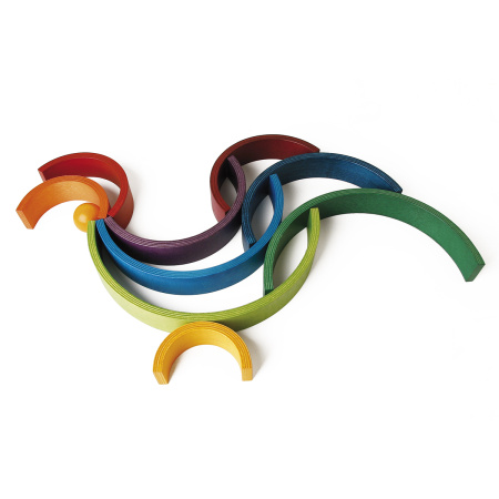 Конструктор музыкальный NAEF CLASSIC "Rainbow" 3+, дерево, 9 цветных арок, шарик, молоточек. Арт 9713