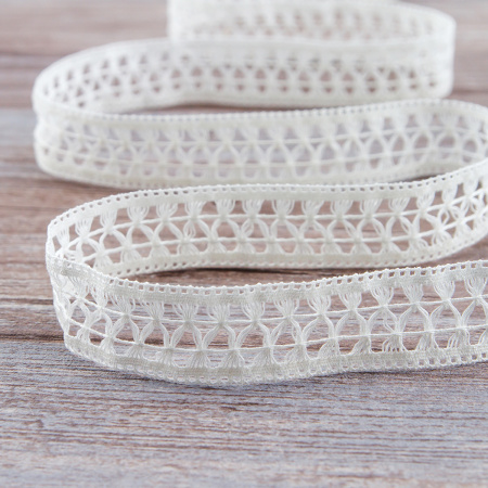 Мерсеризованное хлопковое кружево, 30 мм, цвет шампань. Арт 1154/72                 