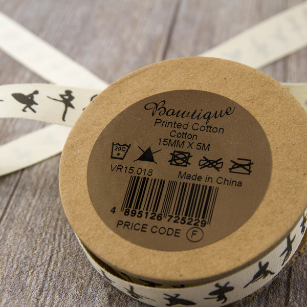 Лента хлопковая на картонной мини-катушке "Балерины". Арт VR15.018