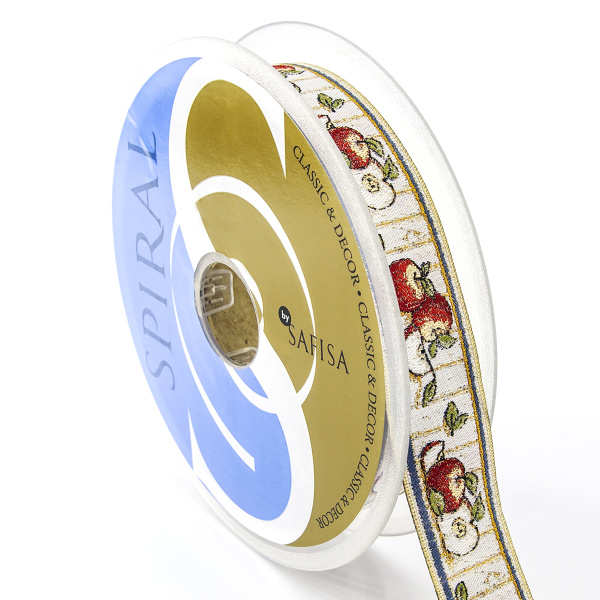 Лента жаккард SAFISA, 25 мм, 15 м, цвет 01. Арт 9217-25мм-01