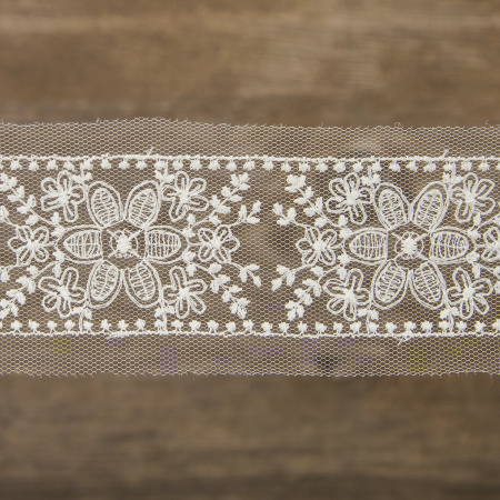 Кружево-вышивка на тюле, 22 мм, 14,6 м. Арт 41792/01