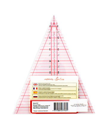Линейка-треугольник с углом 45*, градация в дюймах, размер 8 1/2" x 7". Арт NL4157 